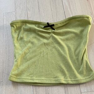 Princess Polly Light Green Strapless Ribbed Crop Top